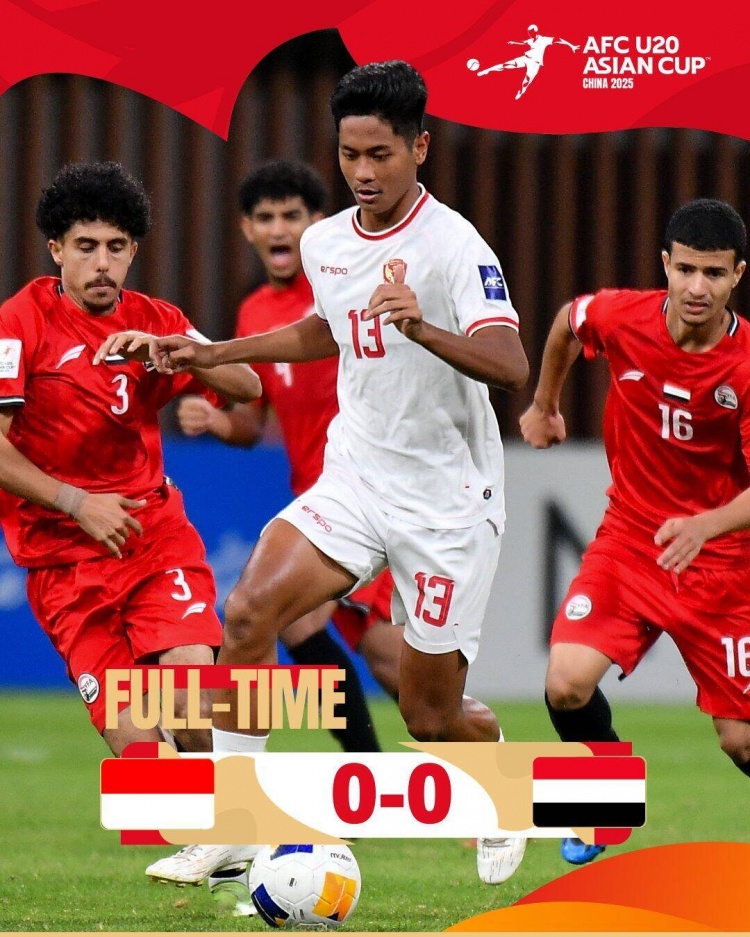 U20亞洲杯：印尼0-0戰(zhàn)平也門，兩隊分列C組第三、第四